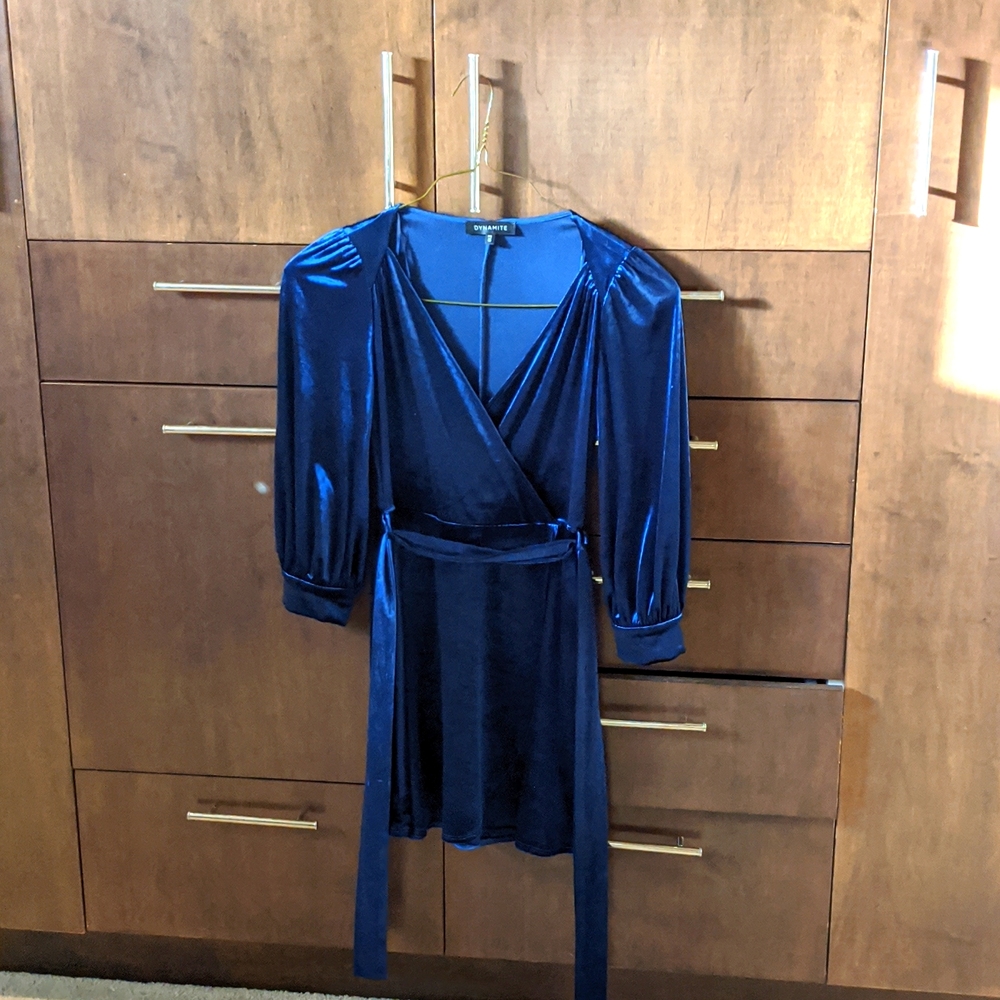 Dynamite velour wrap dress